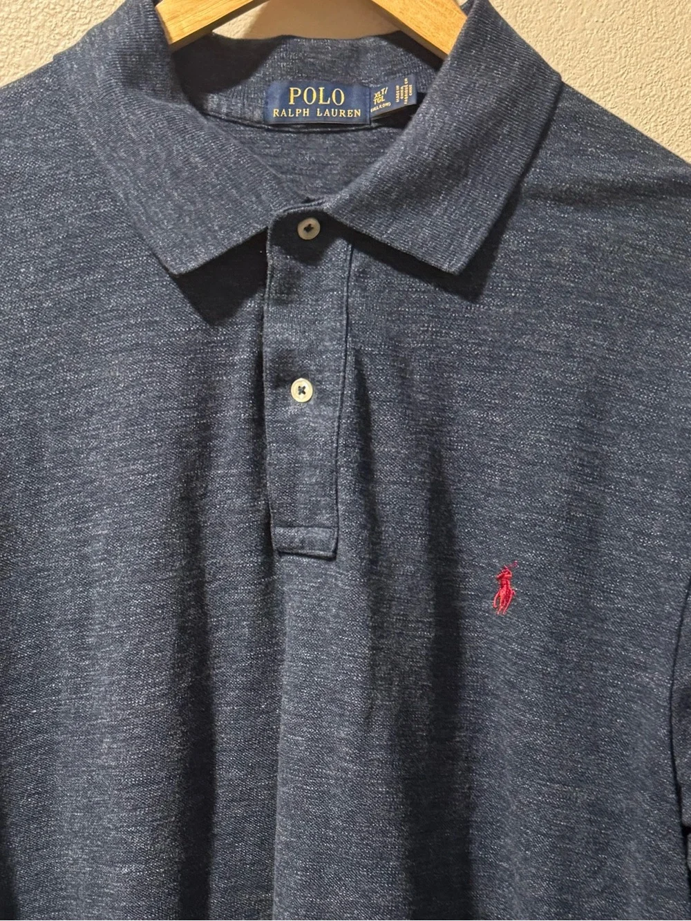 POLO Ralph Lauren Heathered Navy Polo Red Logo size XLT/TGL (Tall/Long)